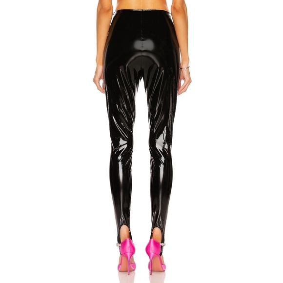 AMINA MUADDI X WOLFORD Latex Stirrup Legging Pant in Black Size US 6 - Picture 3 of 16